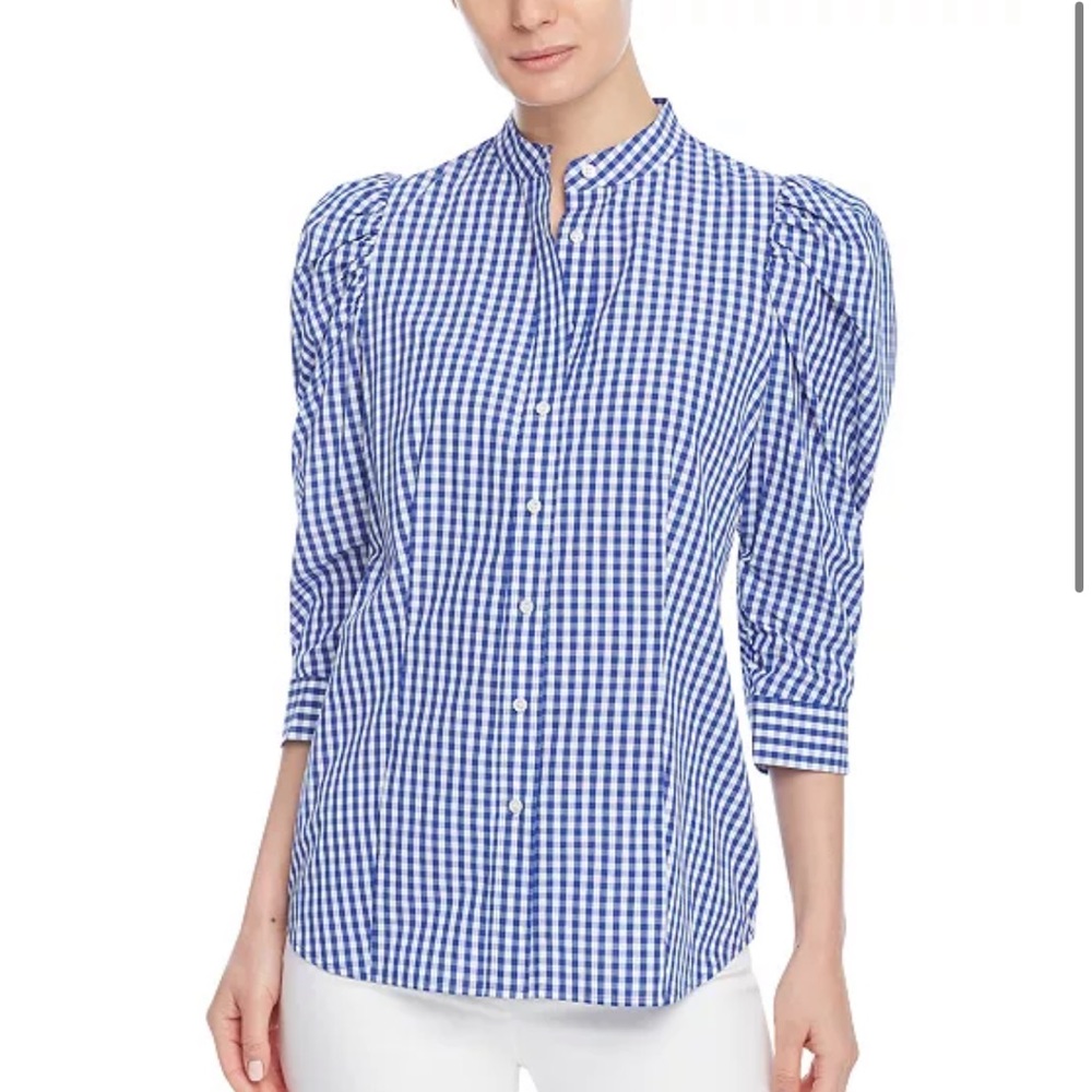 ANNE KLEIN
Cotton Check Puff-Sleeve Blouse size 6